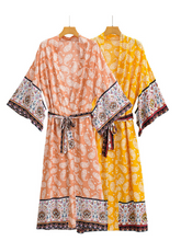 langer Kimono-Bademantel, Morgenmantel, bedruckter Kimono, Boho-Kimono, Loungewear
