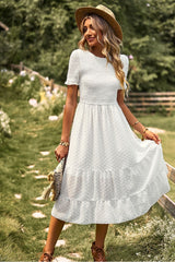 Swiss Dot Ruffle Hem Dress