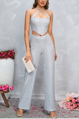 Crop Metallic Cami Top + Pants Set