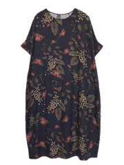 Robe évasée à manches courtes bouffantes et taille froncée