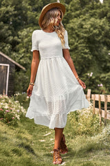Swiss Dot Ruffle Hem Dress