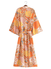 Robe cardigan kimono élégante à ceinture longue et à la mode