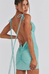 Mini-Scrunch-Kleid mit Spaghettiträgern