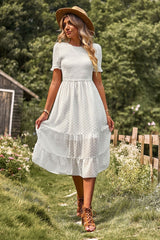 Swiss Dot Ruffle Hem Dress