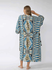 Robe longue kimono en polyester imprimée de différentes couleurs