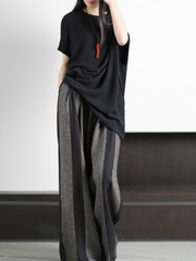 ensemble deux pièces chemise irrégulière pantalon large robe
