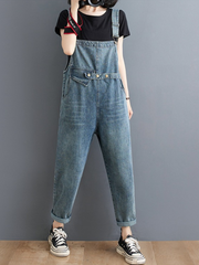 Look Good – Kurz geschnittene Denim-Latzhose mit hoher Taille