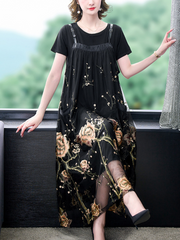 Modisches Maxi-Salopette-Kleid mit Blumenmuster für Partys