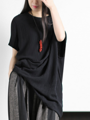 ensemble deux pièces chemise irrégulière pantalon large robe