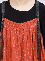 Robe salopette longue sans manches à poches latérales et à fleurs pour femmes