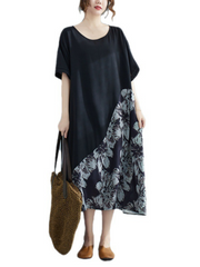 Robe trapèze à col rond pour femmes, poches amples et confortables