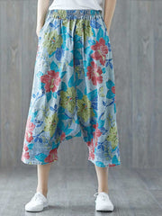 Fermez les yeux Pantalon en jean déchiré imprimé de style ethnique d'hier