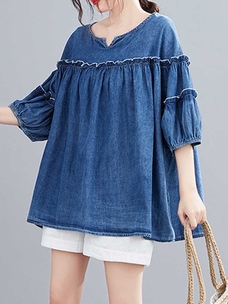 Only the Lonely Plain Denim Top