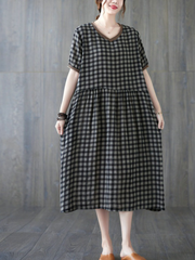 Robe de soirée mi-longue à manches courtes avec poche latérale