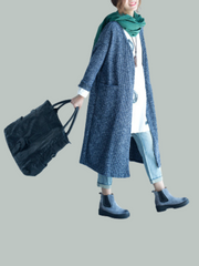 Cardigan mi-long à manches longues pour femme, manteau ample et fin