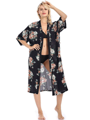 Thinking Out Aloud Printed Floral Gown Robe Kimono