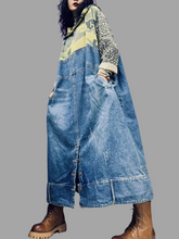 Robe mi-longue en jean à capuche et imprimé camouflage d'automne