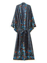Robe de plage longue kimono à imprimé floral