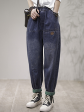 Women Loose Fit Harem Cotton Denim Jeans Trousers Pants