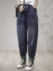 Pantalon en jean ample en coton pour femme
