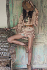 Cardigan bikini en mousseline à motif vache