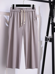 pantalon droit taille haute d'été grande taille