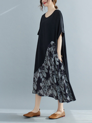 Robe trapèze à col rond pour femmes, poches amples et confortables