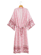 Wunderschöner langer Boho-Kimono, Langes Blumen-Kimonokleid für Damen, Boho-Strand-Kimono