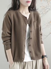Cardigan décontracté à manches longues pour femme, veste ample en tricot avec poches à boutons