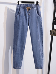 pantalon ample taille haute en denim d'été