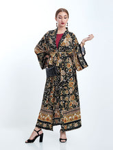 Robe longue en coton à imprimé floral de couleur noire