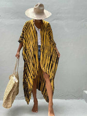 Robe longue kimono en rayonne à imprimé tie-dye de différentes couleurs