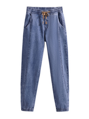 pantalon ample taille haute en denim d'été