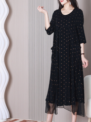 Let Them Go Round Neck Stylish Polka Dots A-line Dress