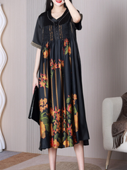 Nature Love A-Linien-Kleid mit V-Ausschnitt und mittlerer Taille