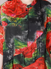 Game Of Time – A-Linien-Kleid mit Stehkragen und kurzen Ärmeln