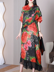 Game Of Time – A-Linien-Kleid mit Stehkragen und kurzen Ärmeln