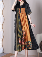 Nature Love A-Linien-Kleid mit V-Ausschnitt und mittlerer Taille