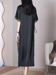 Nature Love A-Linien-Kleid mit V-Ausschnitt und mittlerer Taille