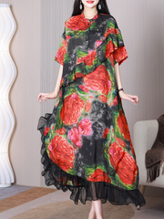 Game Of Time – A-Linien-Kleid mit Stehkragen und kurzen Ärmeln