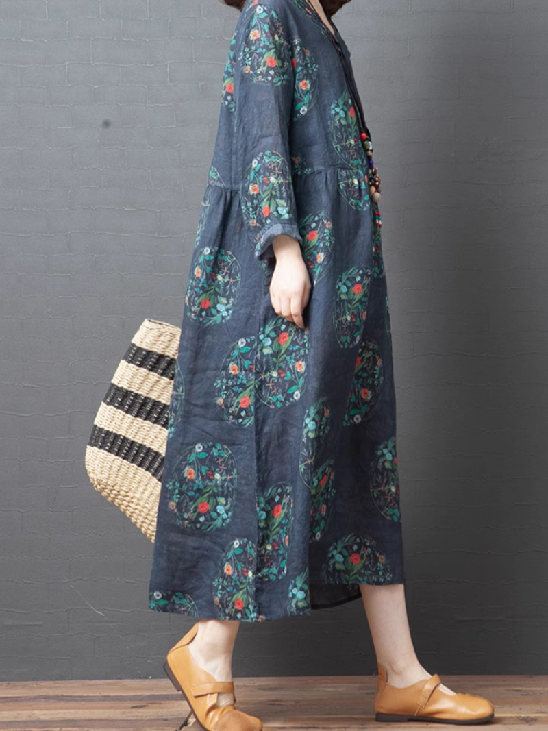 Chic Comfort Spring Loose Printed A-Line Dress