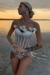 Schwarzes transparentes Korsett-Bustier