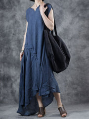 Through the Bluebells Cotton & Linen A-Line Dress