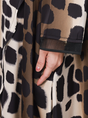 Robe trapèze décontractée à col en V et manches longues imprimée