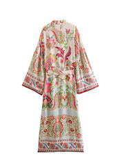 Robe de nuit longue imprimée multicolore Robe kimono