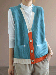 Gilet en tricot à col en V Blue Moon