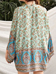 Robe de soirée en coton à imprimé floral cachemire de couleur verte, courte, kimono, robe longue