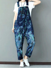 La réalité est fausse Salopette en jean à bretelles imprimées déchirées