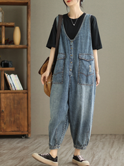 Foggy Season Denim-Jumpsuit mit hoher Taille