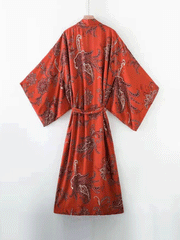 Robe de nuit longue en polyester à imprimé cachemire de couleur rouge